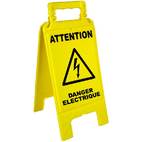 Chevalet - Attention danger électrique - Jaune
